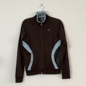 Nike vintage brown/baby blue zip up sweater
